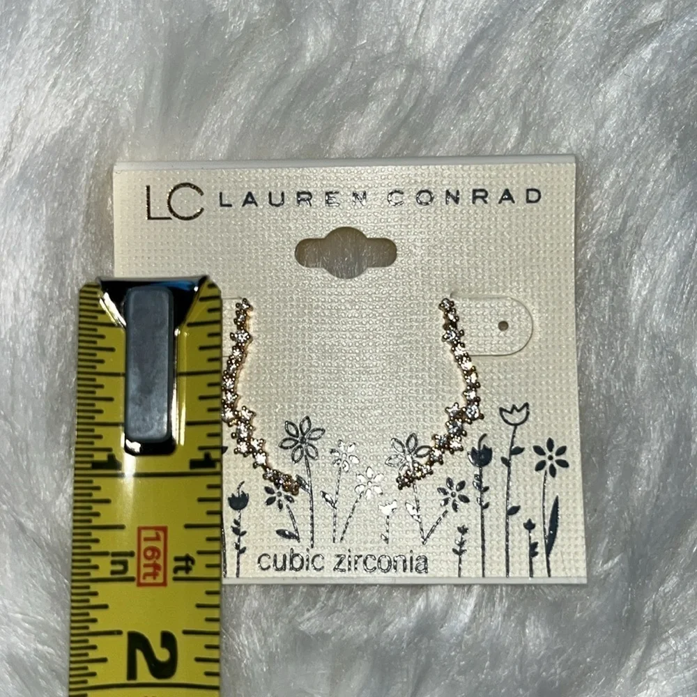 🆕 LC Lauren Conrad Ear Climber Earrings Cubic Zirconia Gold Tone